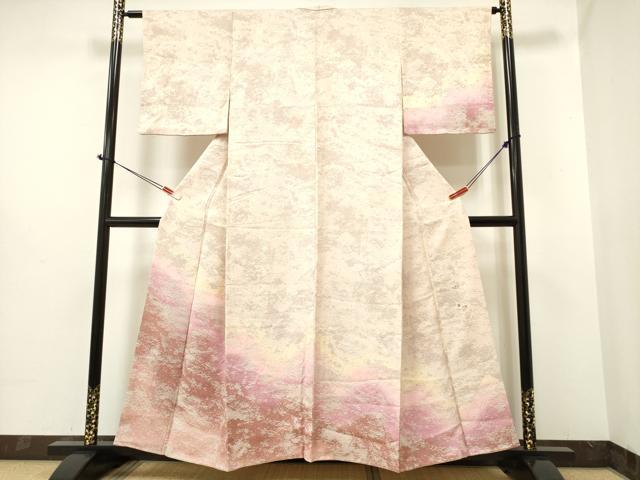 平和屋着物●日展作家 山本唯与志 レリーフ染 訪問着 霞シルエット 正絹 逸品 DAAR0168yyy
