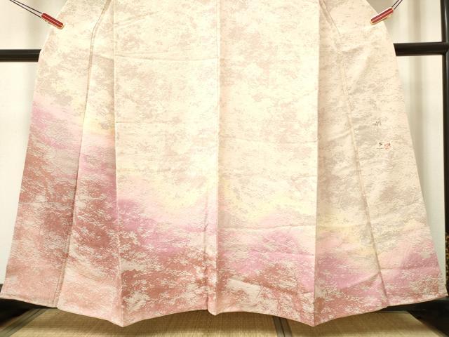 平和屋着物●日展作家 山本唯与志 レリーフ染 訪問着 霞シルエット 正絹 逸品 DAAR0168yyy