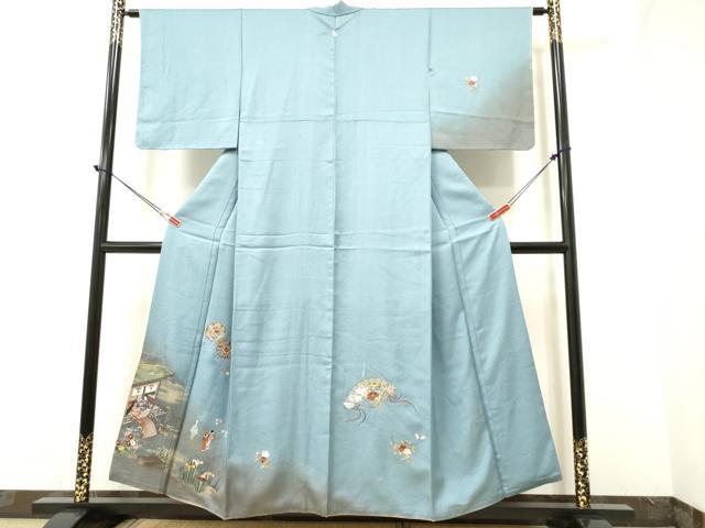 平和屋着物●中国三大刺繍 スワトウ刺繍 汕頭刺繍 訪問着 人物楽器花文 暈し染め 金糸 正絹 逸品 DAAR0170yyy