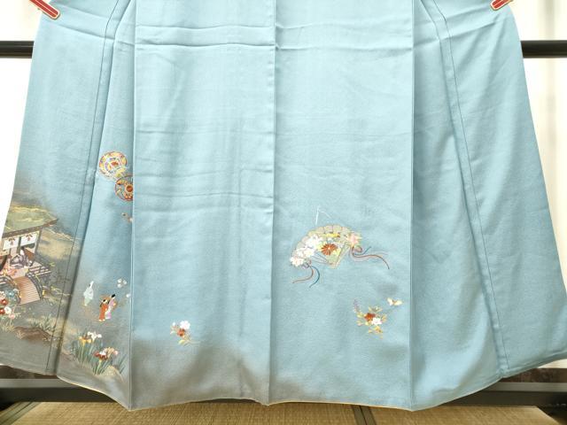 平和屋着物●中国三大刺繍 スワトウ刺繍 汕頭刺繍 訪問着 人物楽器花文 暈し染め 金糸 正絹 逸品 DAAR0170yyy