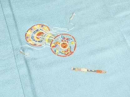 平和屋着物●中国三大刺繍 スワトウ刺繍 汕頭刺繍 訪問着 人物楽器花文 暈し染め 金糸 正絹 逸品 DAAR0170yyy