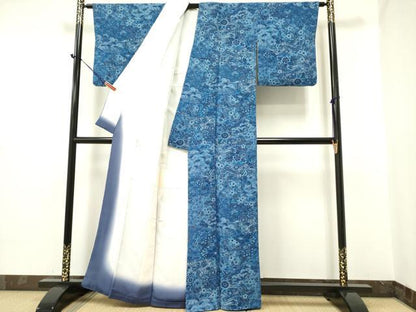 平和屋着物●上質な小紋 更紗花文 鬼しぼ縮緬 正絹 逸品 DAAR0173yyy