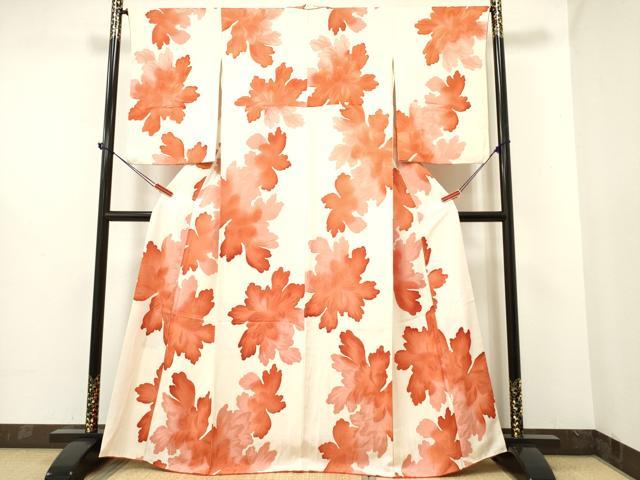 平和屋着物●上質な小紋 地紋起こし 舞花文 正絹 逸品 DAAR0174yyy