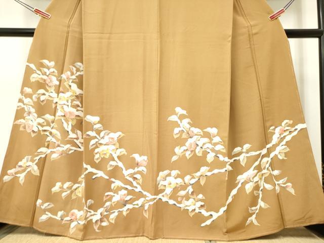 平和屋着物●訪問着 手描き 雪持椿 正絹 逸品 未使用 DAAR0191yyy