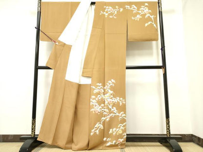 平和屋着物●訪問着 手描き 雪持椿 正絹 逸品 未使用 DAAR0191yyy
