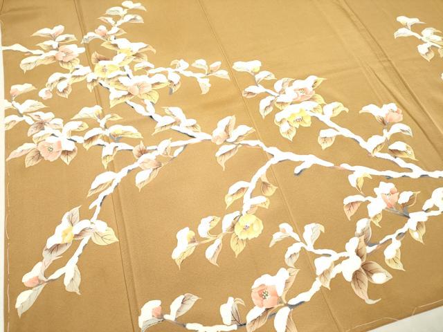 平和屋着物●訪問着 手描き 雪持椿 正絹 逸品 未使用 DAAR0191yyy