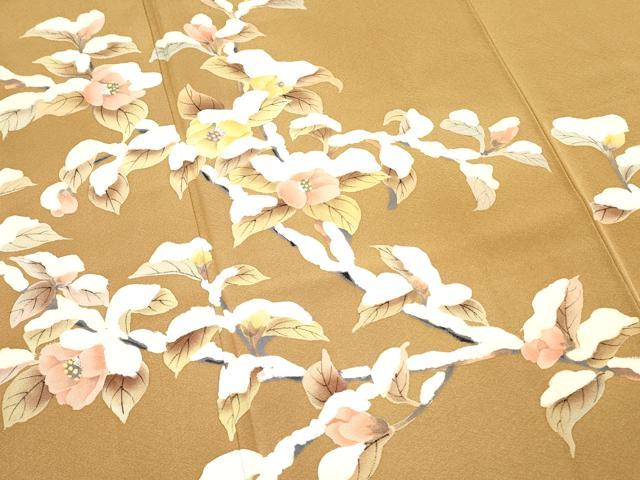 平和屋着物●訪問着 手描き 雪持椿 正絹 逸品 未使用 DAAR0191yyy