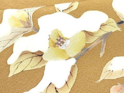 平和屋着物●訪問着 手描き 雪持椿 正絹 逸品 未使用 DAAR0191yyy