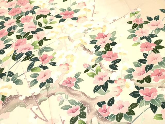 平和屋着物●訪問着 友禅 枝花文 暈し染め 正絹 逸品 DAAR0214yyy