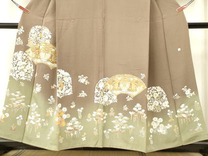 平和屋着物●豪華色留袖 作家物 手描き 地紙狩猟花文 暈し染め 金彩 正絹 逸品 未使用 DAAR0271yyy