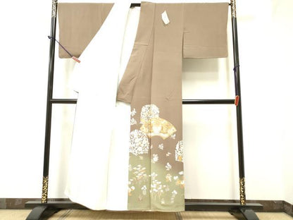 平和屋着物●豪華色留袖 作家物 手描き 地紙狩猟花文 暈し染め 金彩 正絹 逸品 未使用 DAAR0271yyy