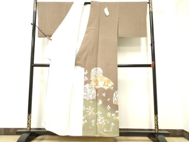 平和屋着物●豪華色留袖 作家物 手描き 地紙狩猟花文 暈し染め 金彩 正絹 逸品 未使用 DAAR0271yyy