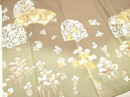 平和屋着物●豪華色留袖 作家物 手描き 地紙狩猟花文 暈し染め 金彩 正絹 逸品 未使用 DAAR0271yyy