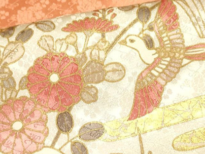 平和屋着物●訪問着 駒刺繍 霞花鳥文 暈し染め 金彩 正絹 逸品 DAAR0274yyy