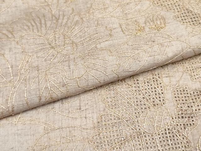 平和屋着物●中国三大刺繍 スワトウ刺繍 汕頭刺繍 総刺繍 訪問着 紬地 草花文 暈し染め 金糸 正絹 逸品 DAAR0279yyy