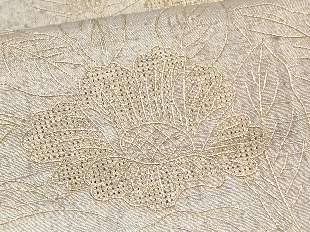 平和屋着物●中国三大刺繍 スワトウ刺繍 汕頭刺繍 総刺繍 訪問着 紬地 草花文 暈し染め 金糸 正絹 逸品 DAAR0279yyy