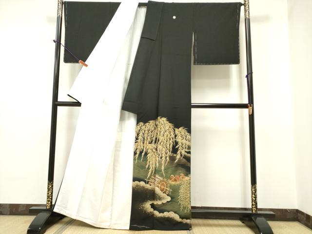 平和屋着物●豪華黒留袖 鴛鴦 渡橋文 金糸 正絹 逸品 DAAR0280yyy