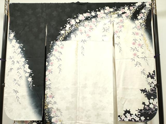 平和屋着物●ブライダルファッションデザイナー・桂由美 振袖 枝垂れ桜 暈し染め 金彩 正絹 逸品 DAAR0285yyy