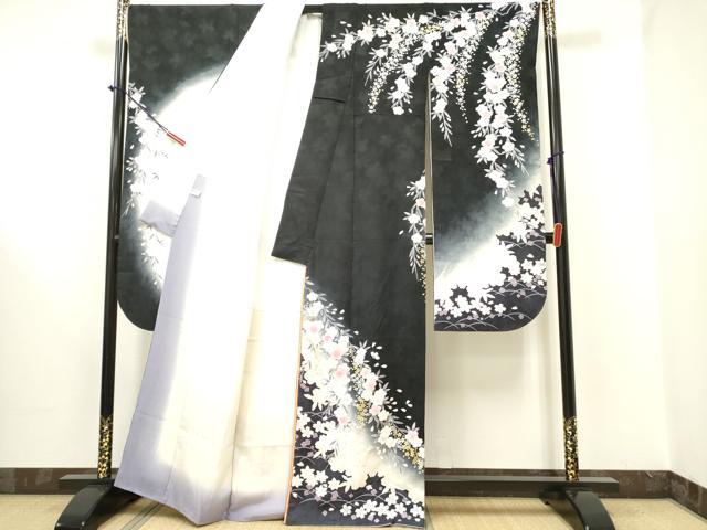 平和屋着物●ブライダルファッションデザイナー・桂由美 振袖 枝垂れ桜 暈し染め 金彩 正絹 逸品 DAAR0285yyy