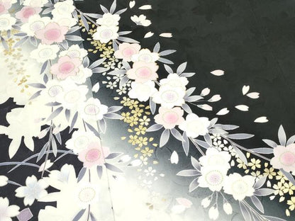 平和屋着物●ブライダルファッションデザイナー・桂由美 振袖 枝垂れ桜 暈し染め 金彩 正絹 逸品 DAAR0285yyy