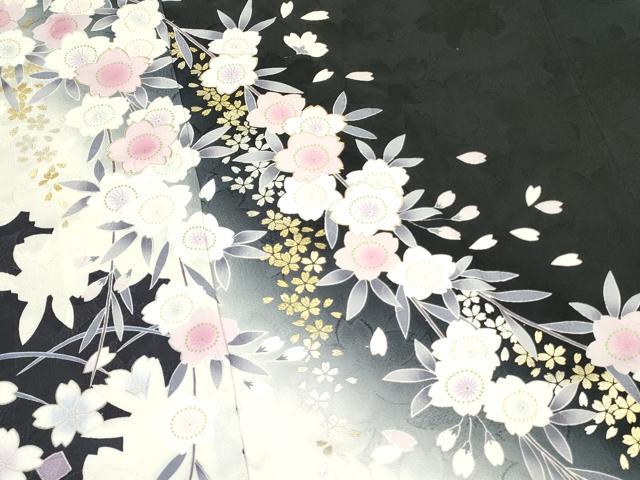 平和屋着物●ブライダルファッションデザイナー・桂由美 振袖 枝垂れ桜 暈し染め 金彩 正絹 逸品 DAAR0285yyy