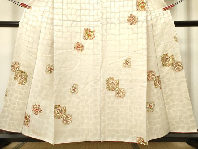 平和屋着物●上質な小紋　花絵皿文　金彩　正絹　逸品　DAAR0293yyy