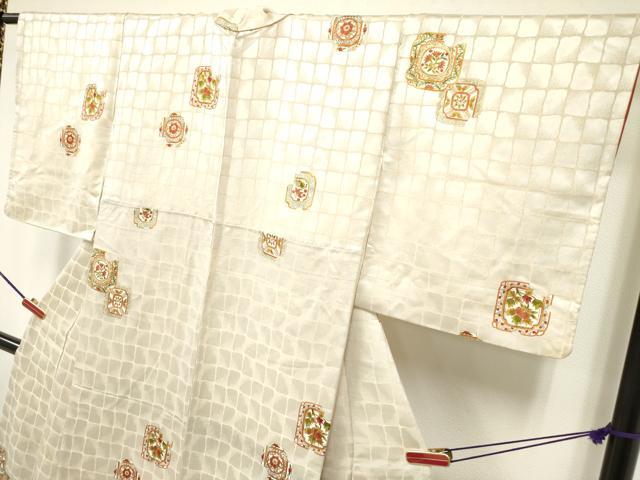 平和屋着物●上質な小紋　花絵皿文　金彩　正絹　逸品　DAAR0293yyy