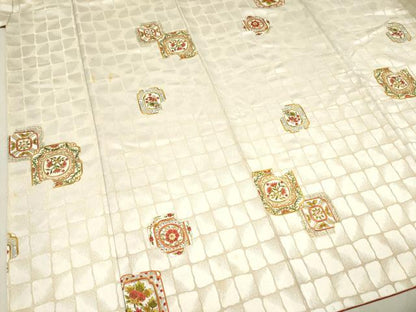 平和屋着物●上質な小紋　花絵皿文　金彩　正絹　逸品　DAAR0293yyy