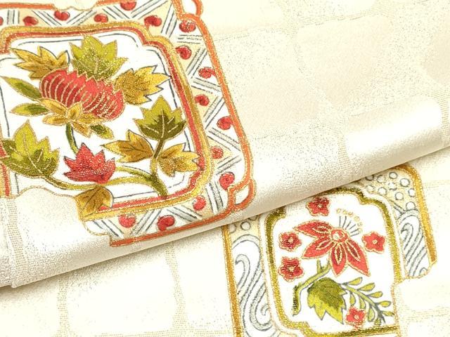 平和屋着物●上質な小紋　花絵皿文　金彩　正絹　逸品　DAAR0293yyy