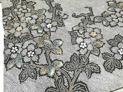 平和屋着物●訪問着 総絞り 枝花文 黒地 金彩 鈴乃屋扱い 正絹 逸品 DAAR0299yyy