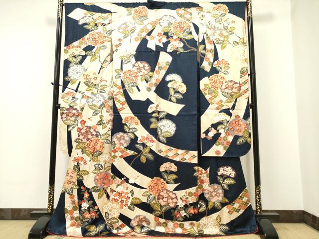 平和屋着物●十日町老舗ブランド　吉澤友禅　吾妻徳穂　振袖　駒刺繍　束ね熨斗吉祥花文　金彩　正絹　逸品　未使用　DAAR0314yyy