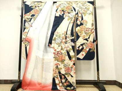 平和屋着物●十日町老舗ブランド　吉澤友禅　吾妻徳穂　振袖　駒刺繍　束ね熨斗吉祥花文　金彩　正絹　逸品　未使用　DAAR0314yyy