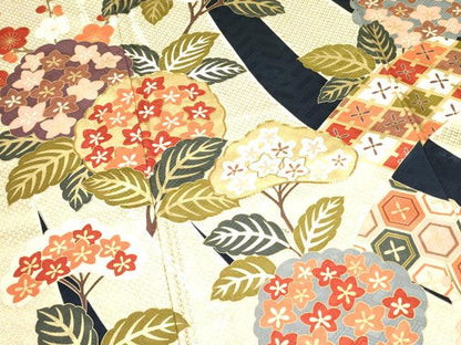 平和屋着物●十日町老舗ブランド　吉澤友禅　吾妻徳穂　振袖　駒刺繍　束ね熨斗吉祥花文　金彩　正絹　逸品　未使用　DAAR0314yyy