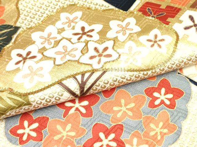 平和屋着物●十日町老舗ブランド　吉澤友禅　吾妻徳穂　振袖　駒刺繍　束ね熨斗吉祥花文　金彩　正絹　逸品　未使用　DAAR0314yyy
