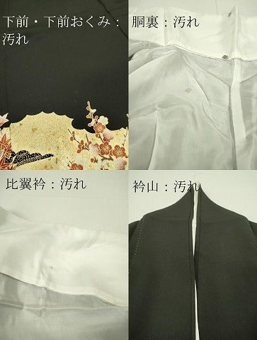 平和屋着物■豪華黒留袖 駒刺繍 群鶴花松文 金彩 正絹 逸品 DAAR0526fe