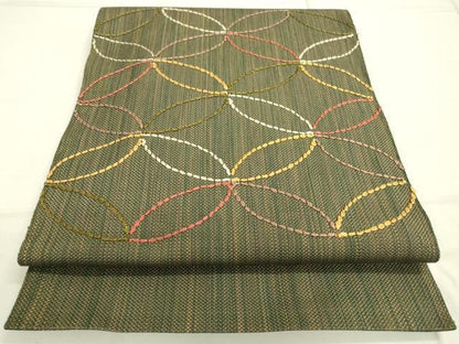 平和屋着物●本場筑前博多織　八寸名古屋帯　七宝文　正絹　逸品　DAAR0764fe