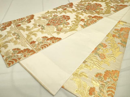 平和屋着物●西陣 川島織物 六通柄 本袋帯 洋花文 金糸 正絹 逸品 DAAR0789fe