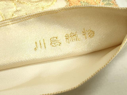 平和屋着物●西陣 川島織物 六通柄 本袋帯 洋花文 金糸 正絹 逸品 DAAR0789fe