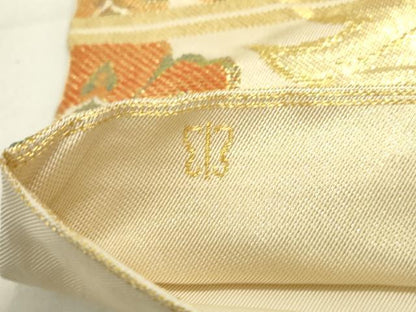平和屋着物●西陣 川島織物 六通柄 本袋帯 洋花文 金糸 正絹 逸品 DAAR0789fe