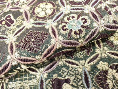 平和屋着物●両方向　両面全通柄袋帯　輪奈織　七宝花文　金糸　正絹　逸品　DAAR0811fe