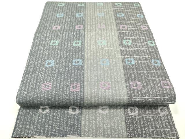 平和屋着物●両方向　両面全通柄袋帯　輪奈織　七宝花文　金糸　正絹　逸品　DAAR0811fe