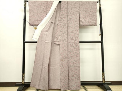 平和屋着物▽上質な小紋　単衣　南天文　正絹　逸品　DAAR0910fe