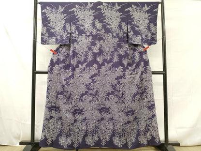 平和屋着物▽訪問着　単衣　草花文　正絹　逸品　DAAR1195jm