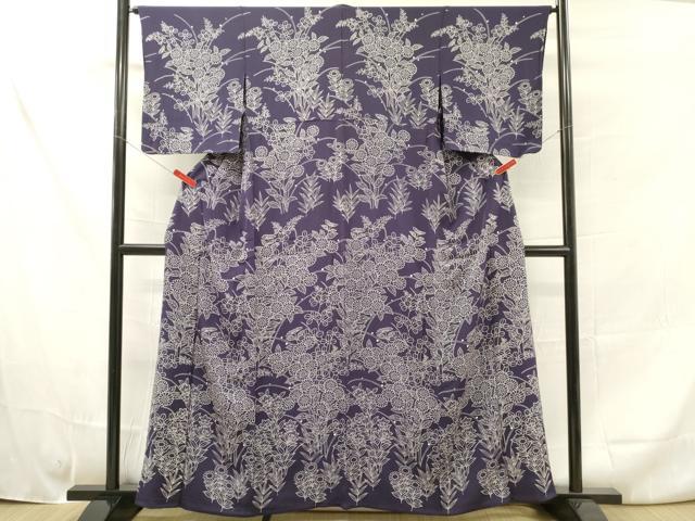 平和屋着物▽訪問着　単衣　草花文　正絹　逸品　DAAR1195jm