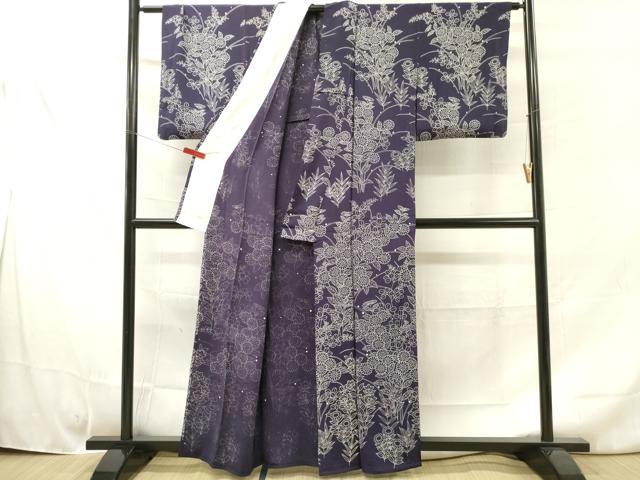 平和屋着物▽訪問着　単衣　草花文　正絹　逸品　DAAR1195jm