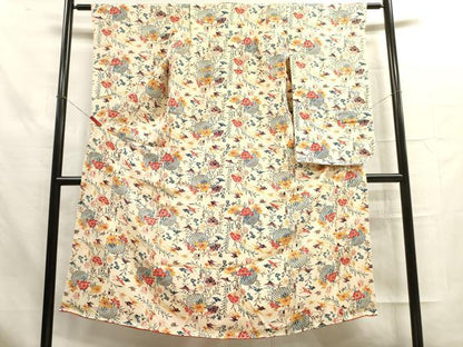 平和屋着物∵女の子 十三参り 子供 祝着 型染 花鳥文 鬼しぼ縮緬 逸品 DAAR1350jm