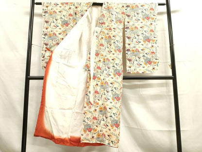 平和屋着物∵女の子 十三参り 子供 祝着 型染 花鳥文 鬼しぼ縮緬 逸品 DAAR1350jm