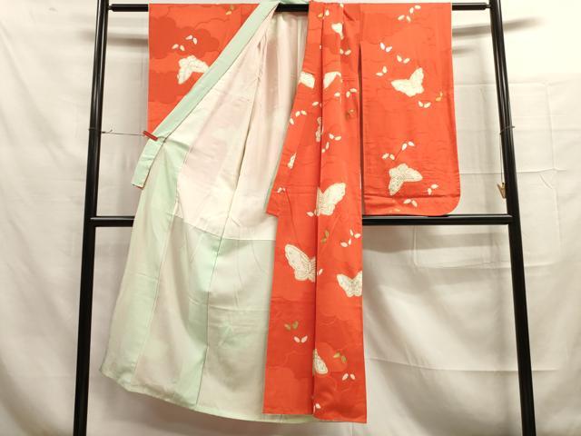 平和屋着物∵女の子 十三参り 子供 祝着 絞り 舞蝶文 金銀彩 逸品 DAAR1351jm