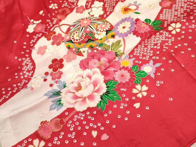 平和屋着物[]七五三　女の子　３歳　祝着　三つ身　刺繍　花鞠文　金糸　逸品　DAAR1352jm