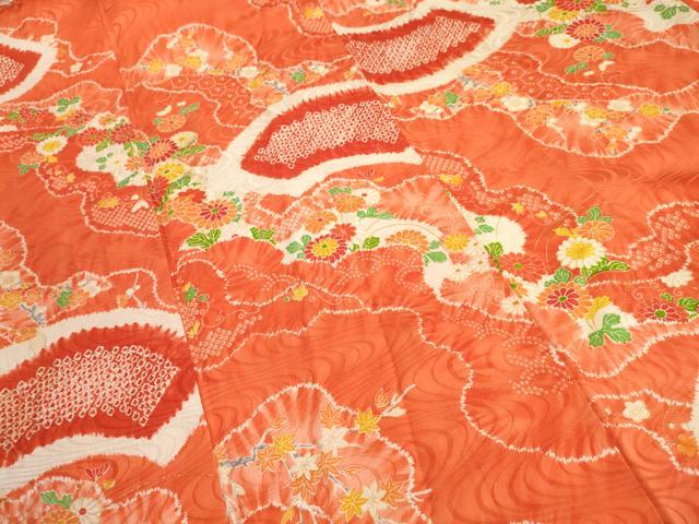 平和屋着物∵女の子 十三参り 子供 祝着・袋帯セット 絞り 地紙花文 金彩 さが美扱い 逸品 DAAR1370jm